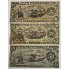 MEXICO 1914 . ONE 1 - FIFTY 50 PESOS BANKNOTES . SPECIMEN SET